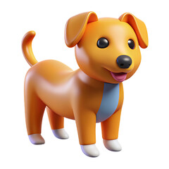 3D dog with transparent and blue background