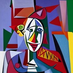 Cubism portrait, Colorful background, cubism art style, abstract background
