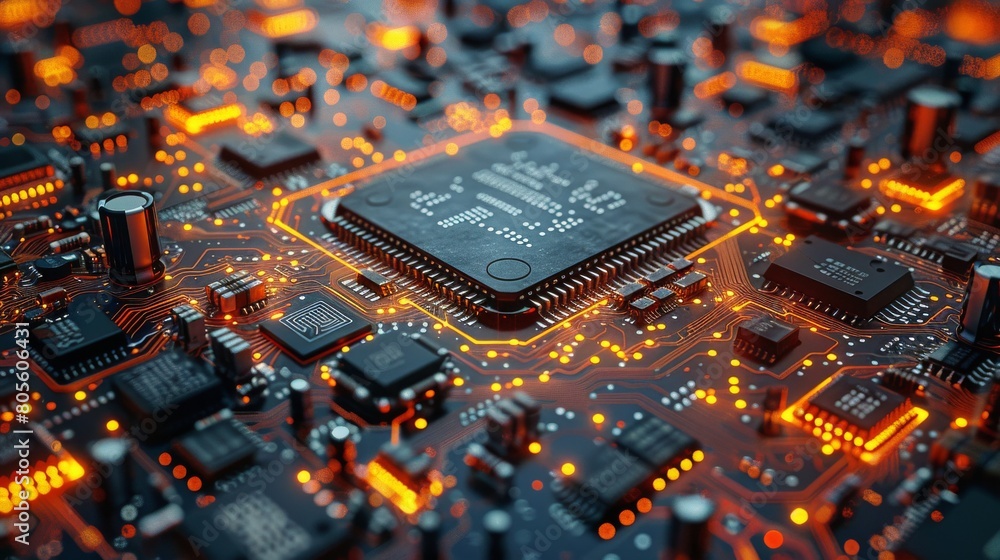 Poster close up view of a computer chip