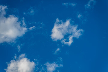 A bright blue sky full of clouds