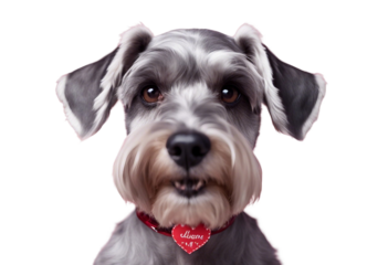 Sticker of Valentines Day schnauzer dog isolated on transparent background