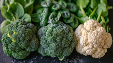 Three Different Types of Cauliflower on a Table
