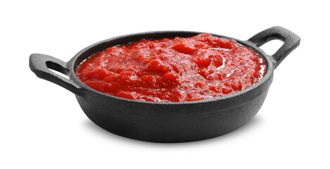 Homemade tomato sauce in bowl isolated on white