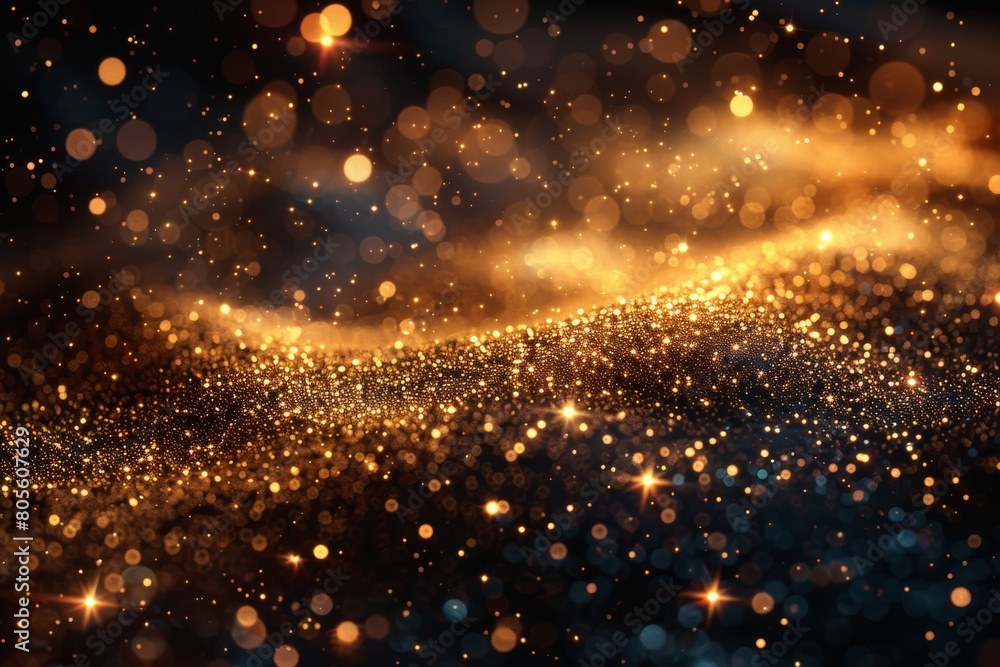 Poster captivating gold particles create a shimmering bokeh effect, engendering a sense of magic and whimsy