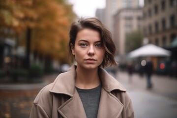 Fototapeta premium A woman wearing a tan coat