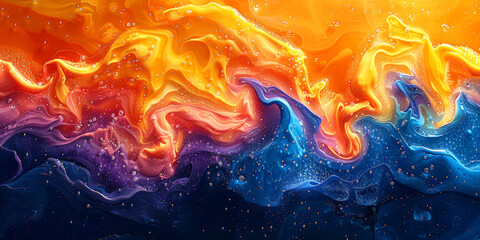 Abstract fluid art with orange and blue, perfect for creative and dynamic designs.