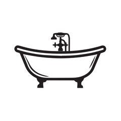 Bathtub in cartoon, doodle style . Image for t-shirt, web, mobile apps and ui. Isolated 2d vector illustration in logo, icon, sketch style, Eps 10, black and white. AI Generative