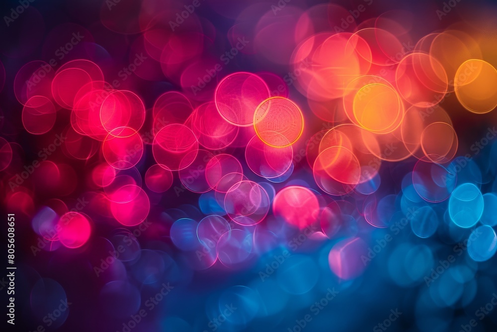 Aufkleber an artistic background with soft, out-of-focus bokeh lights in a blend of cool blues and warm reds s