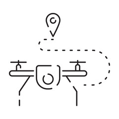 Drone line icon. Included the icons as drone, remote, controller, radar, map, signal and more