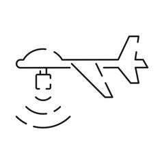 Drone line icon. Included the icons as drone, remote, controller, radar, map, signal and more