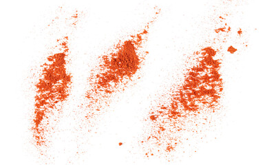 Pile of red paprika powder isolated on white background, clipping	