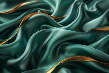 Obraz premium A rich teal drapery with shimmering gold lines evokes a sense of premium textile design and artistry in this image