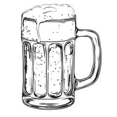 Beer mug with foam in cartoon, doodle style . Image for t-shirt, web, mobile apps and ui. Isolated 2d vector illustration in logo, icon, sketch style, Eps 10, black and white. AI Generative
