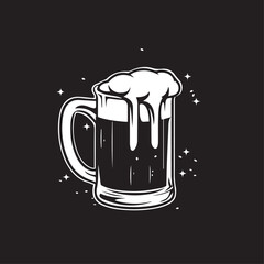 Beer mug with foam in cartoon, doodle style . Image for t-shirt, web, mobile apps and ui. Isolated 2d vector illustration in logo, icon, sketch style, Eps 10, black and white. AI Generative