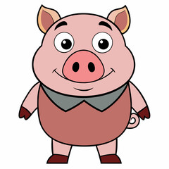 pig vector art illustration