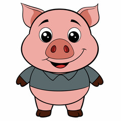 pig vector art illustration