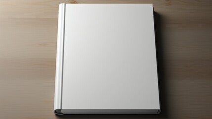 Blank white book mockup on wooden background