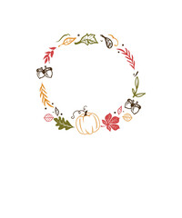 Vector autumn elements ,pumpkin, nut, ,house, shoe, leaf, umbrella design 