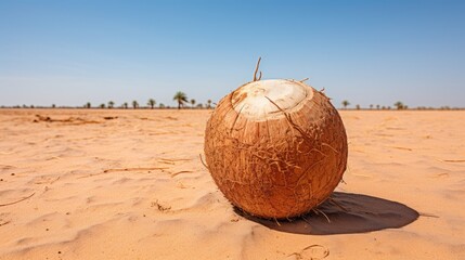 Coconut in the desert landscape - obrazy, fototapety, plakaty