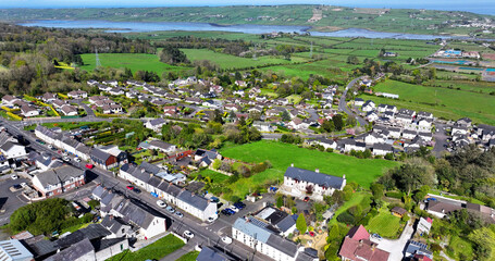 Aerial view of Residential homes in Ballycarry Village County Antrim Northern Ireland