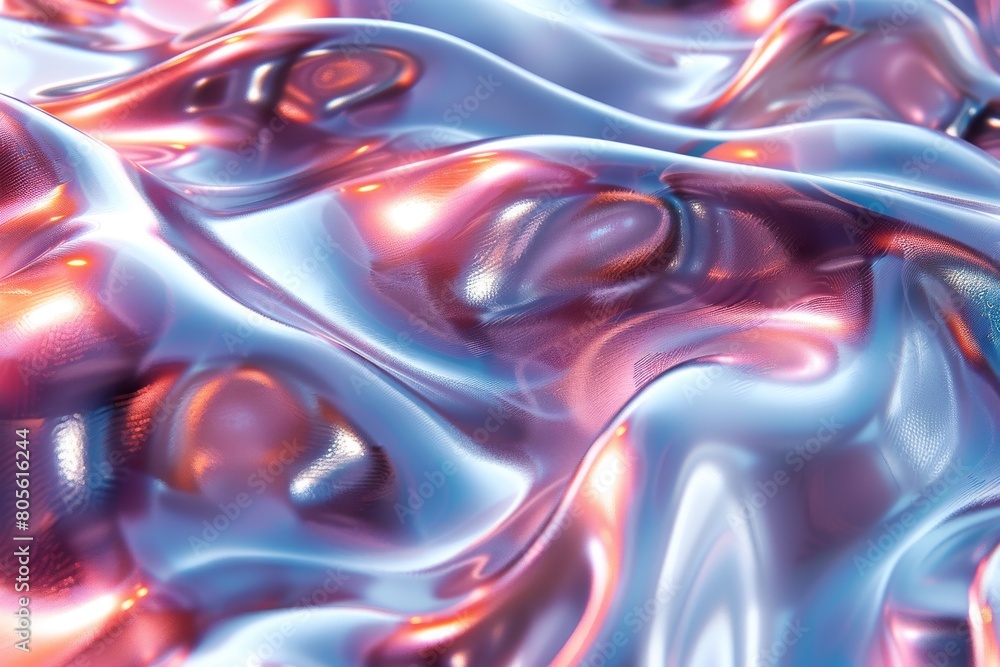 Poster a vibrant abstract image depicting pink and blue liquid forms intertwining in an intricate and artis