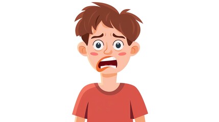 Obraz premium Young boy is extremely scared, with his mouth open and eyes wide.