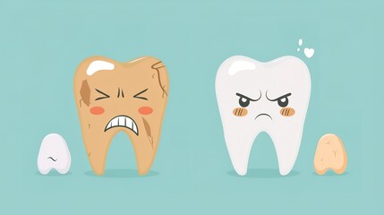 Fototapeta premium A healthy tooth and an unhealthy tooth