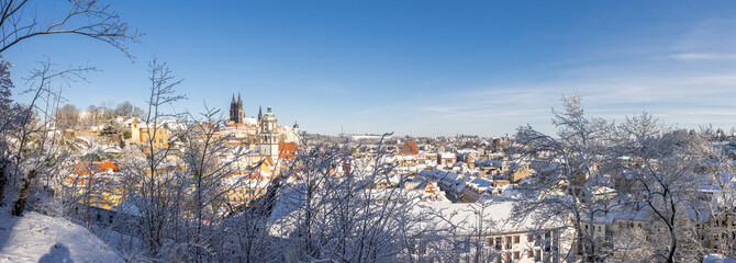 Historische Stadt Meißen (Sachsen, Deutschland) im Winter
