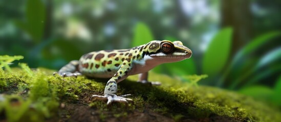 gecko with green nature background