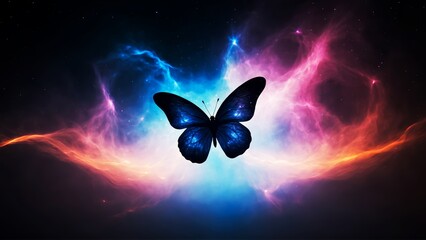 Butterfly in space, nature and galaxy combined, colorful wallpaper
