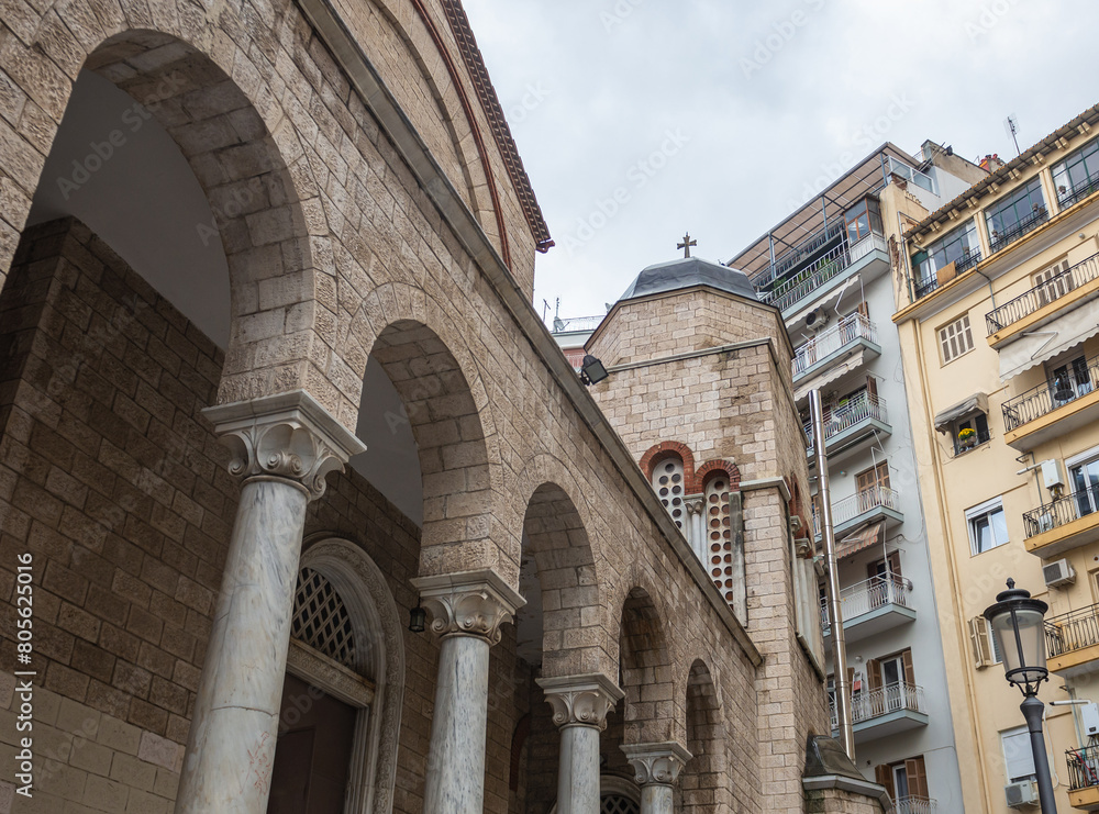 Poster Holy Church of Panagia Dexia on Egnatia Street in Thessaloniki city, Greece