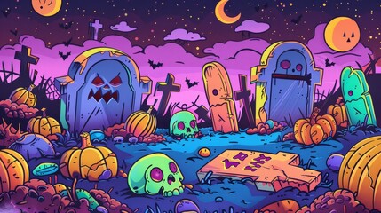 Halloween Candy Graveyard Cartoon
