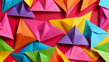 Abstract geometric origami background with folded paper shapes and crisp angles.