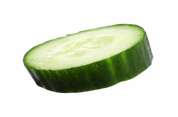 Slice of fresh cucumber isolated on white