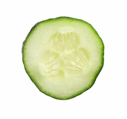 Slice of fresh cucumber isolated on white
