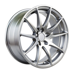 High-Quality Alloy Car Wheel Displayed on Transparent Background