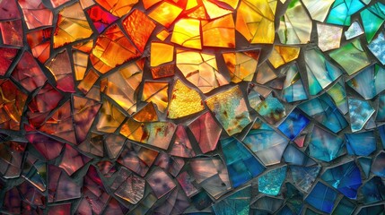Stained glass window in bright colors.