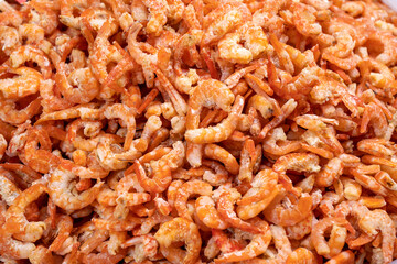 Dried Shrimps Macro. Isolated macro image of dried shrimps.