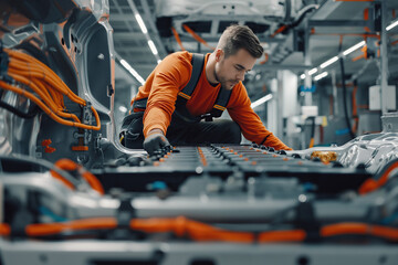 Electric Vehicle Mechanic Adjusting Battery Installation