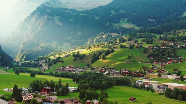 switzerland mountains landscape with sunset