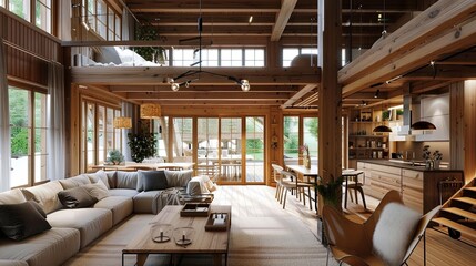 Cozy Dual-Level Abode: A snug timber dwelling featuring two floors of comfortable living space.