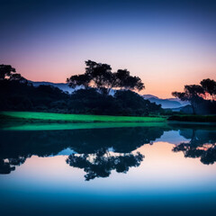 Trees reflecting in the water