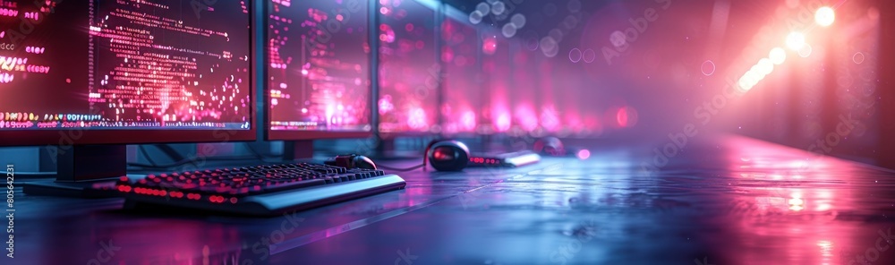 Aufkleber a computer screen showing code on a blue and purple background
