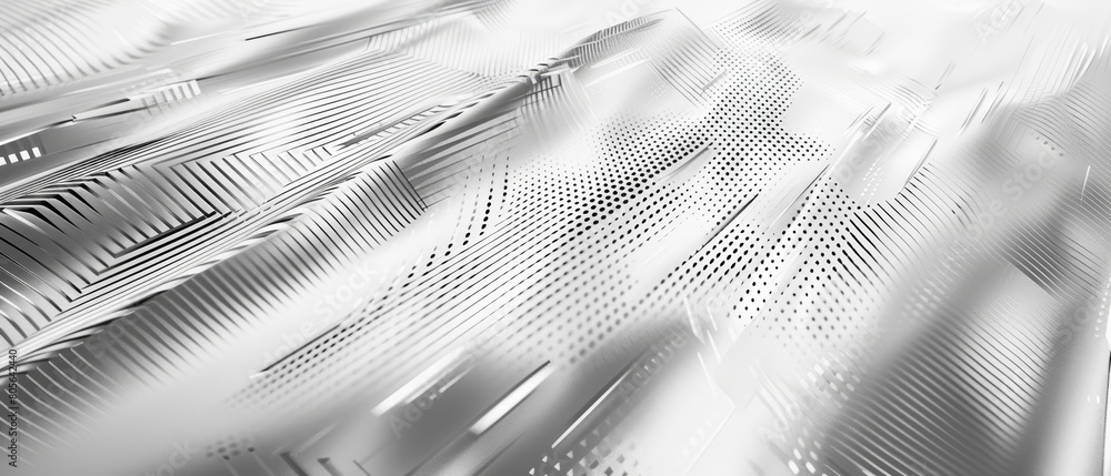 Poster the background features a white silver geometric design, highlighting a diagonal lines halftone effe