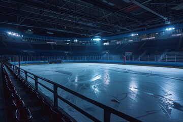 Hockey ice rink sport arena empty field - stadium - generative ai