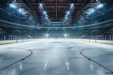 Hockey ice rink sport arena empty field - stadium - generative ai