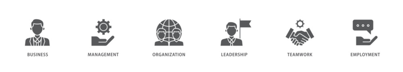 Business management icon packs for your design digital and printing of business, management, organization, leadership, teamwork and employment icon live stroke and easy to edit 