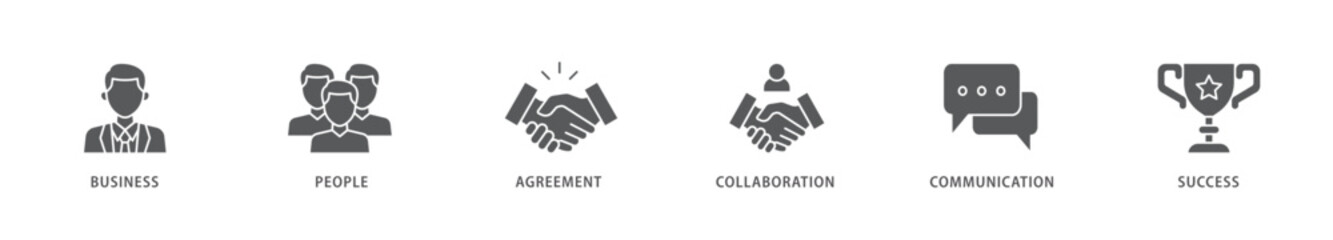 Business people icon packs for your design digital and printing of business, people, agreement, collaboration, communication and success icon live stroke and easy to edit 