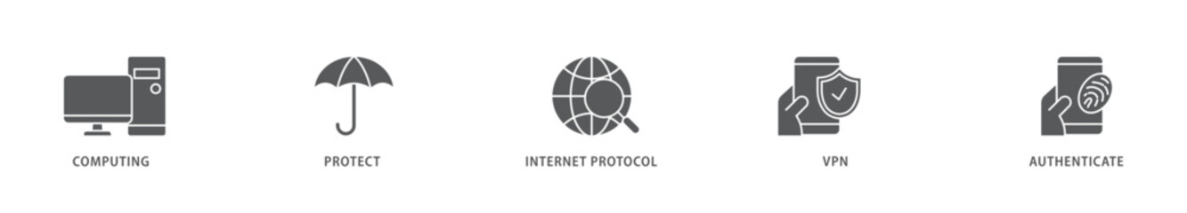 IPsec icon packs for your design digital and printing of cloud computing, protect, internet protocol, vpn, and authenticate icon live stroke and easy to edit 