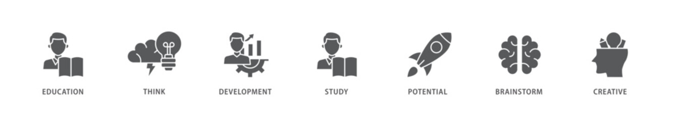 Knowledge transfer icon packs for your design digital and printing of connection, create, information, know how, skill, organize, data, distribute and sharing icon live stroke and easy to edit 